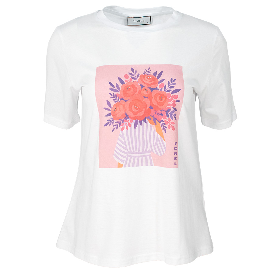 Άσπρο T-Shirt Με Φλοράλ Στάμπα