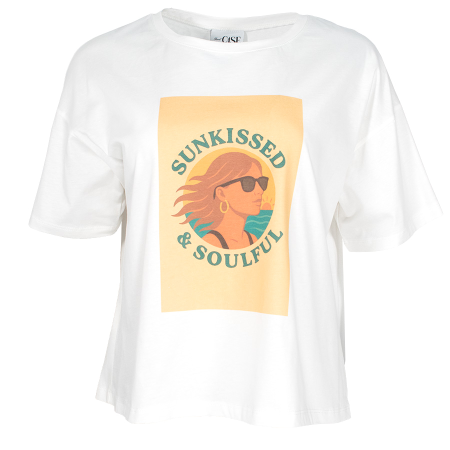 Άσπρο Φαρδύ T-Shirt Με Στάμπα