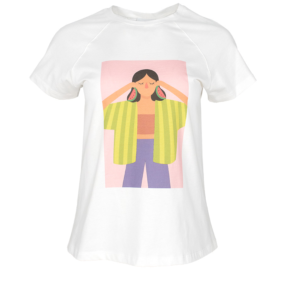 Άσπρο T-Shirt Με Στάμπα