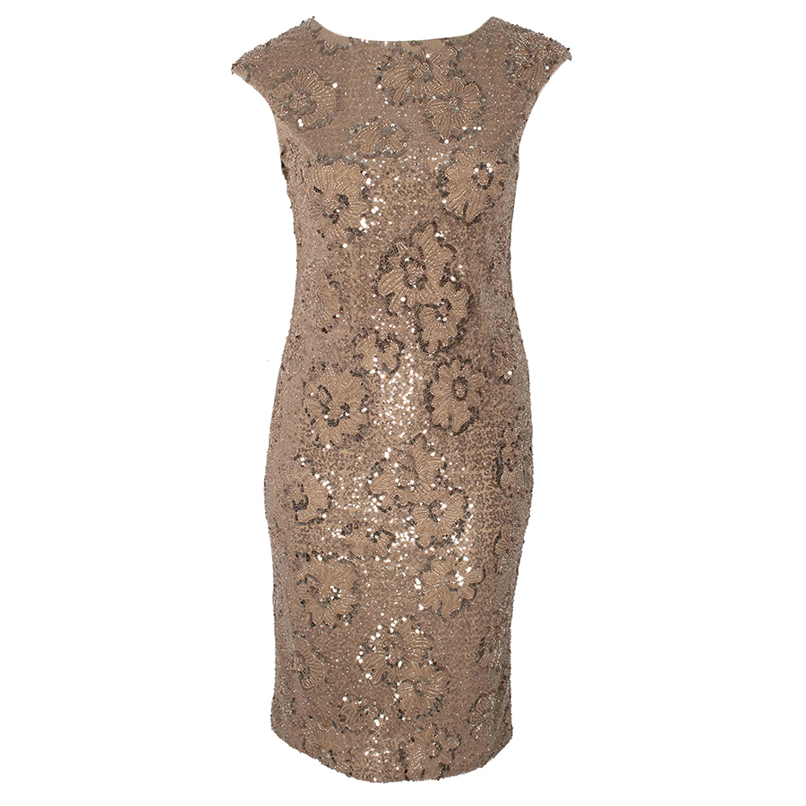 Γυναικείο Φόρεμα midi με παγιέτα Μπρονζέ Forel