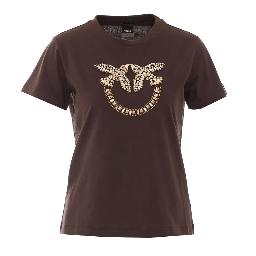 Γυναικείο Tshirt Quentin Love Birds Καφέ Pinko