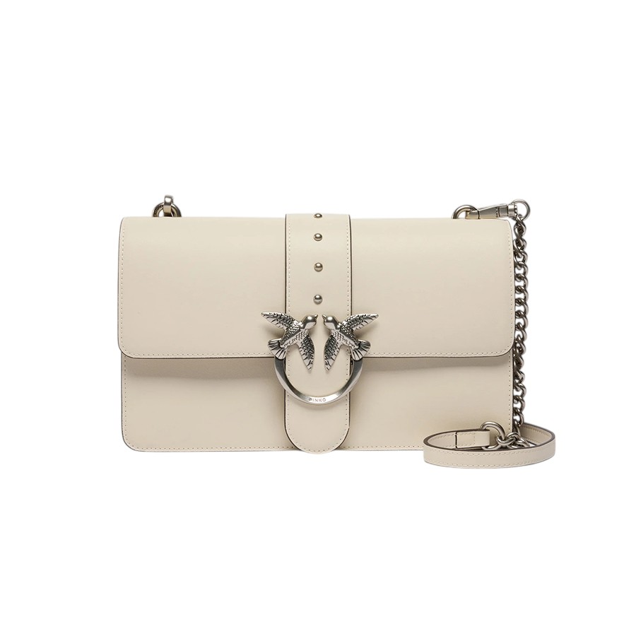 Γυναικεία Δερμάτινη τσάντα flap Love Bag One Λευκό Pinko
