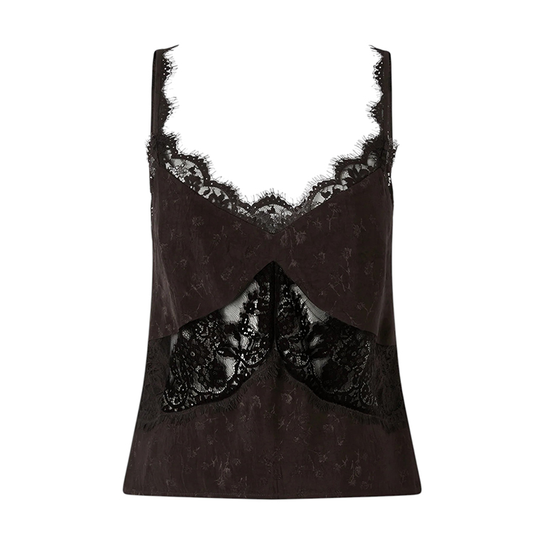 Γυναικείο μπλουζάκι lingerie με δαντέλα Tiare Καφέ Pinko
