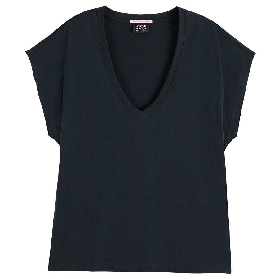 Μαύρο T-Shirt Με V