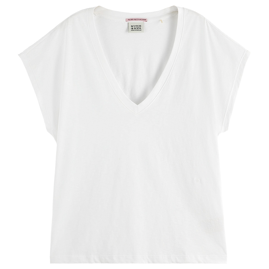 Άσπρο T-Shirt Με V