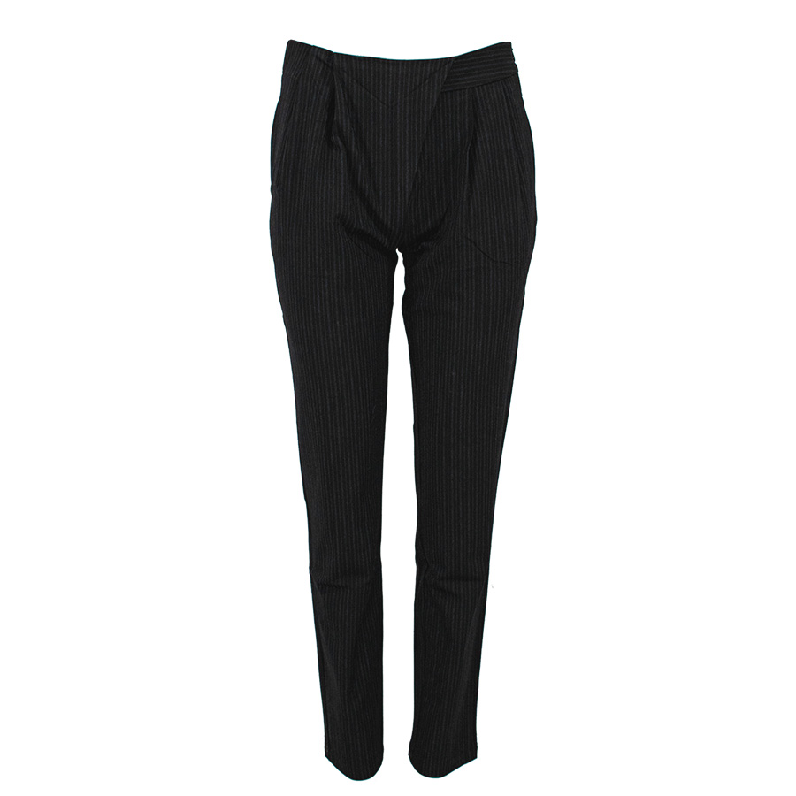 Straight-Fit Black Trousers With Stripes