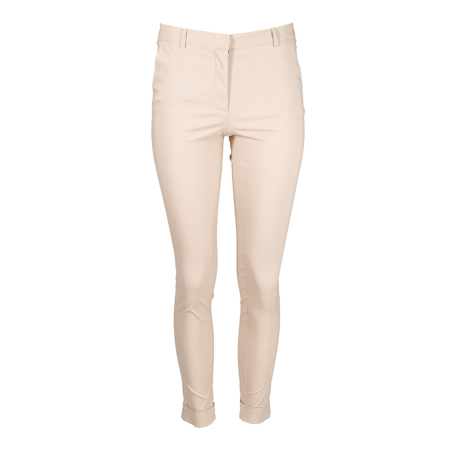 Beige Fitted Ankle Length Pants