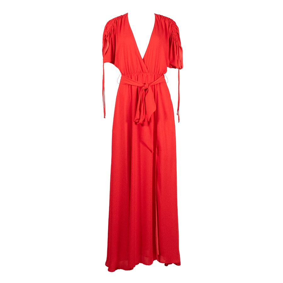V-Neck Maxi Red Dress