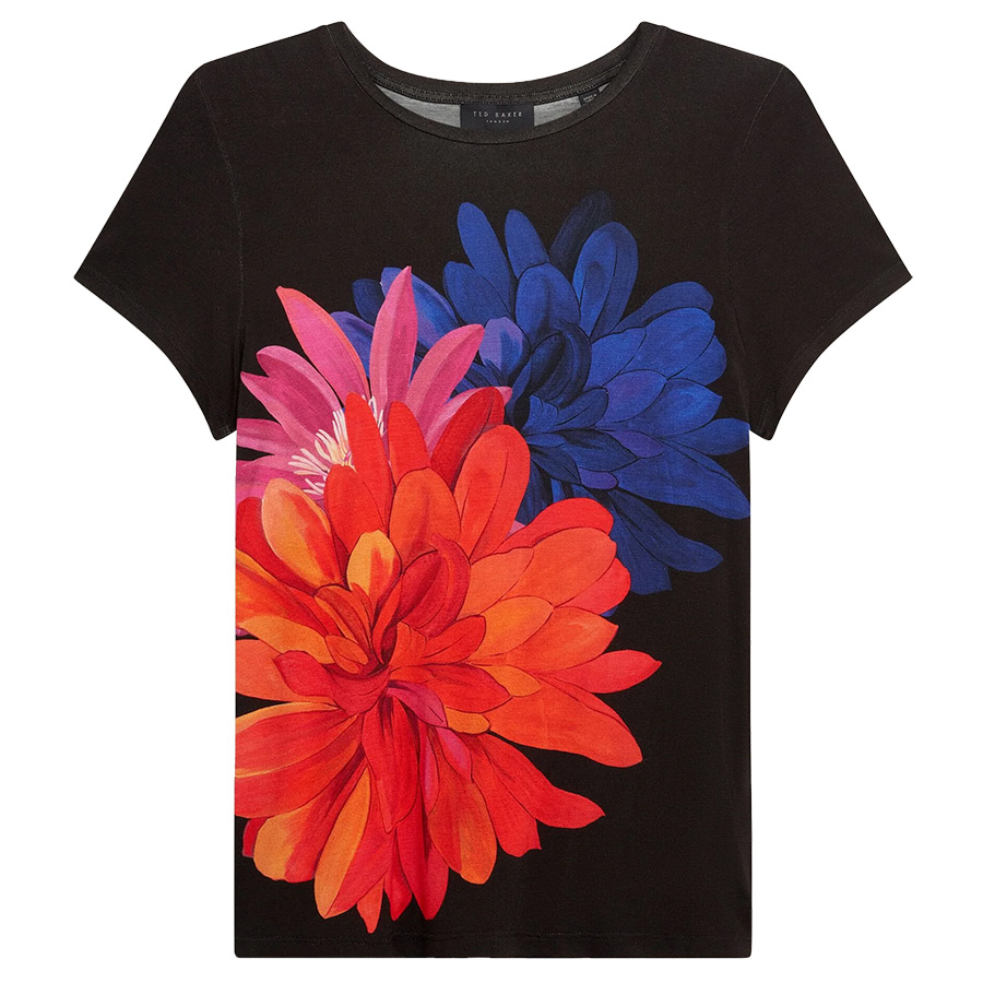 Riccia Μαύρο Φλοράλ T-Shirt