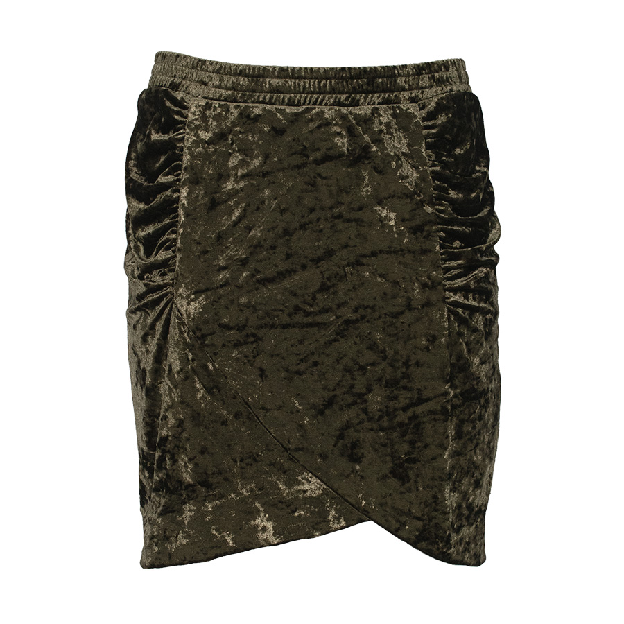 Khaki Velour Mini Skirt
