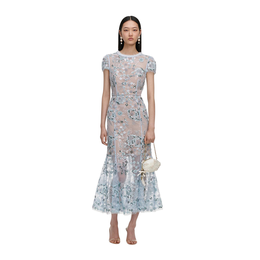 Γυναικείο Φόρεμα pastel floral Midi Μπλε Self Portrait