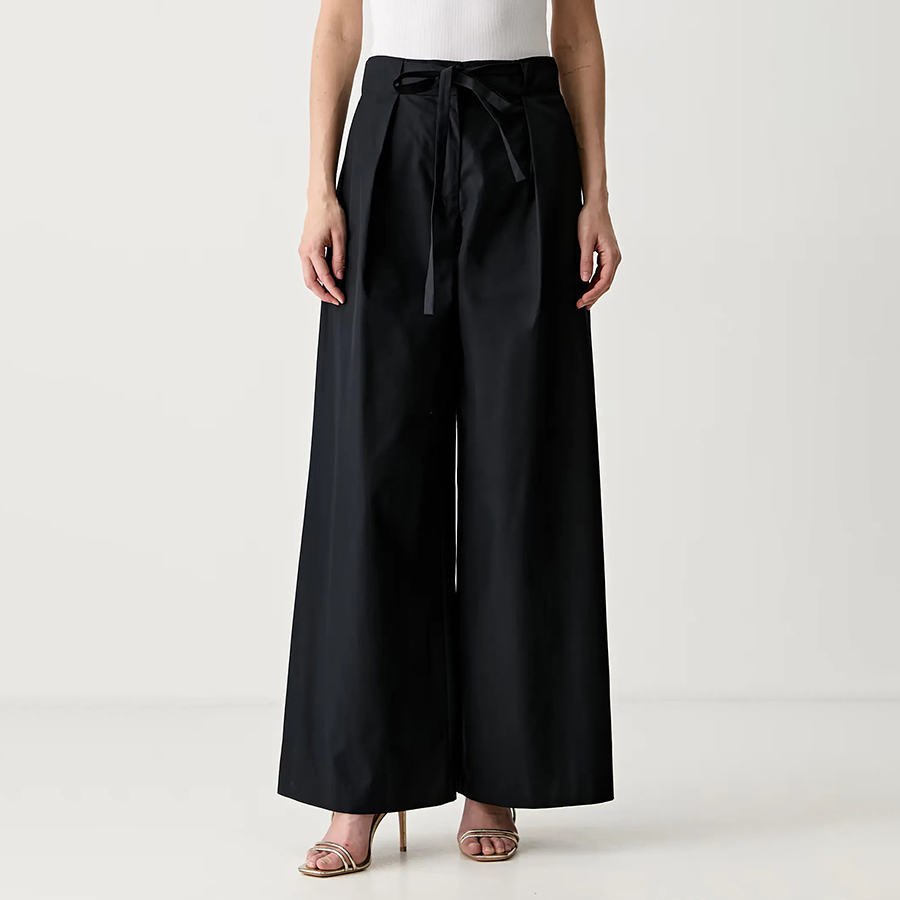Γυνακείο Παντελόνι Ψηλόμεσο Wide Leg Μαύρο Karl Lagerfeld