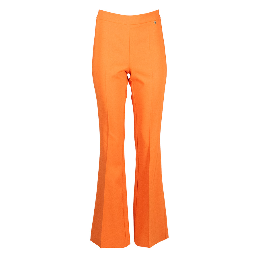 High-Waist Flared Orange Trousers
