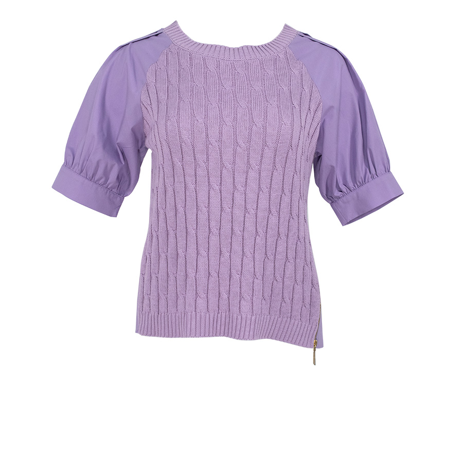 Purple Knit Shirt With Long Back