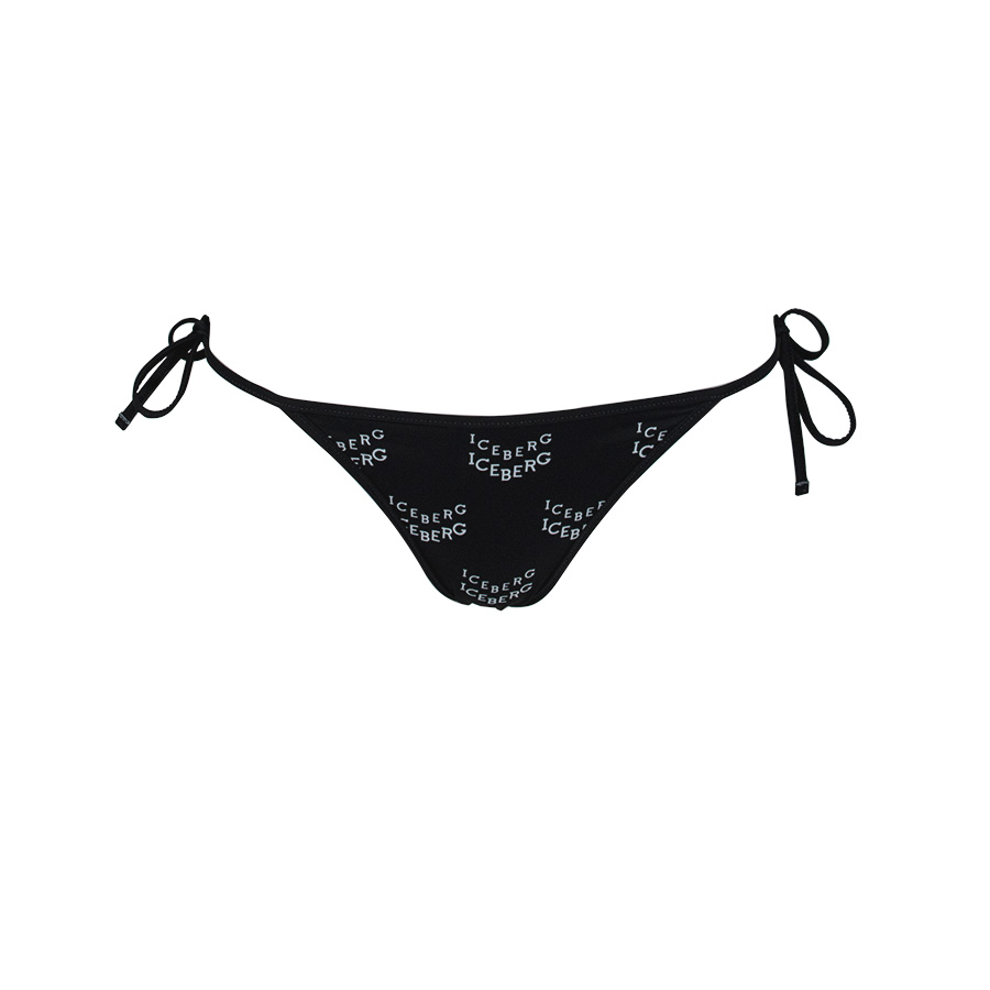 Black Bikini Slip With Tie Straps And Logo