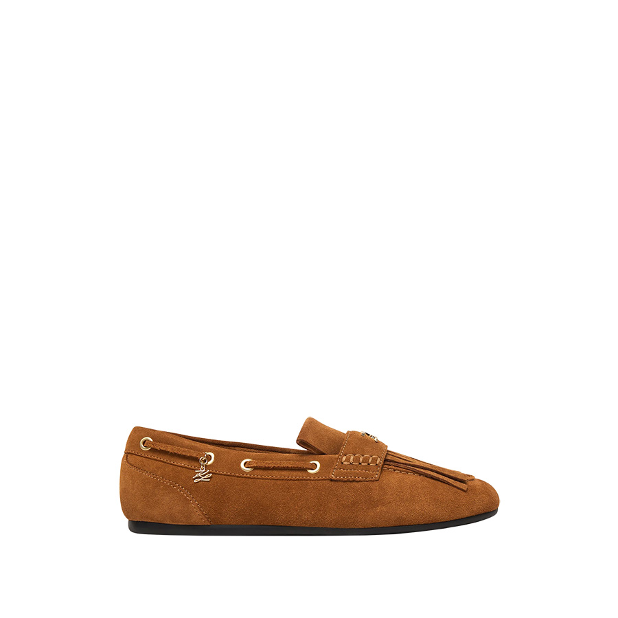 Marlee Fringe Loafer Καφέ Σουέντ Μοκασίνι