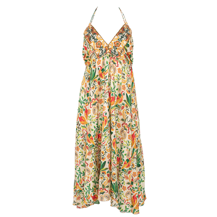 Coquelicot Parrot Multicolor Midi Εμπριμέ Φόρεμα