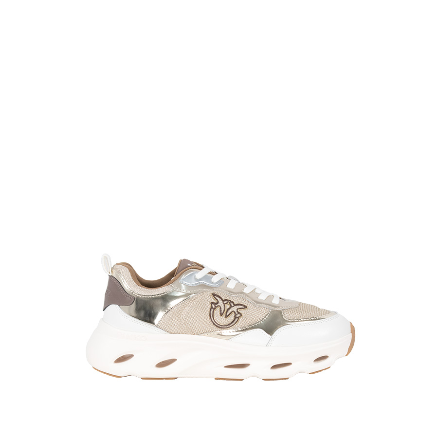 Pink 09 Μπεζ Sneakers Με Πλατινέ Στοιχεία