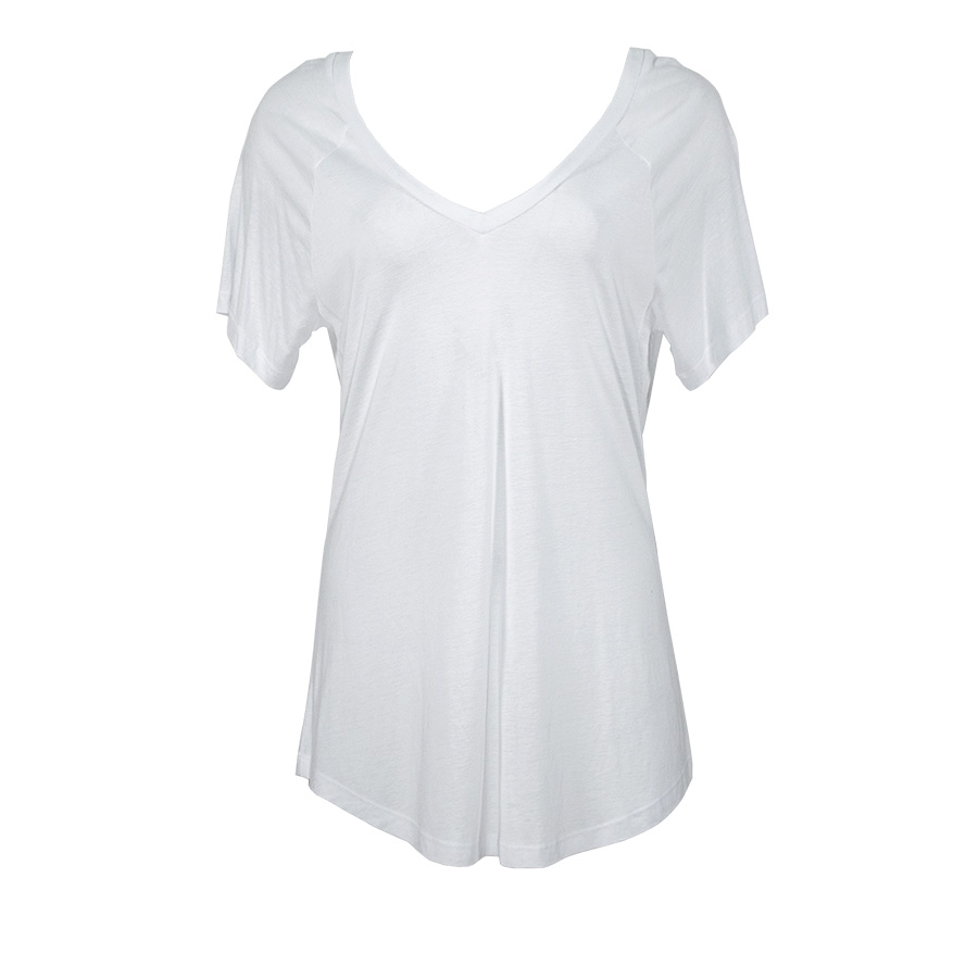 Long White V-Neck T-Shirt