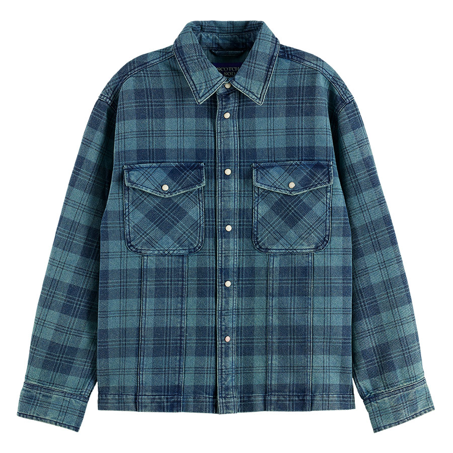 Μπλε Καρό Τζιν Oversize Πουκάμισο