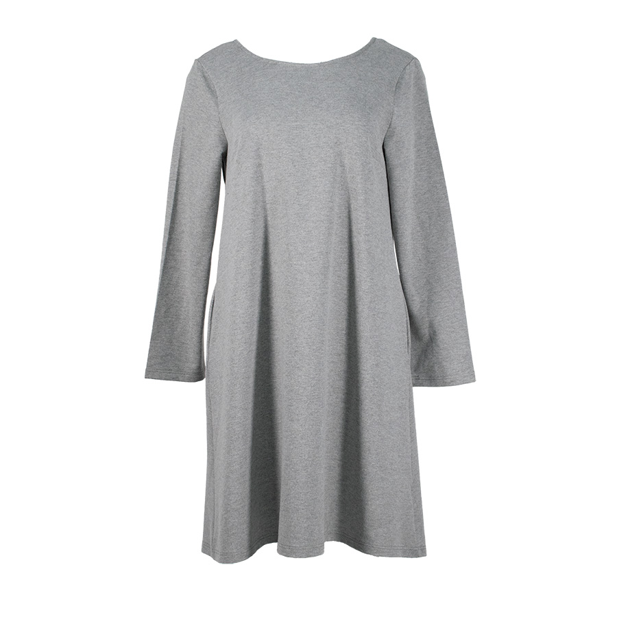 Loose-Fit Grey Midi Dress