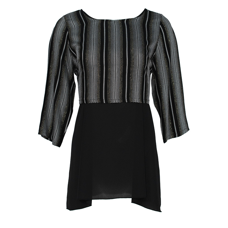 Black-Grey Shirt With Peplum