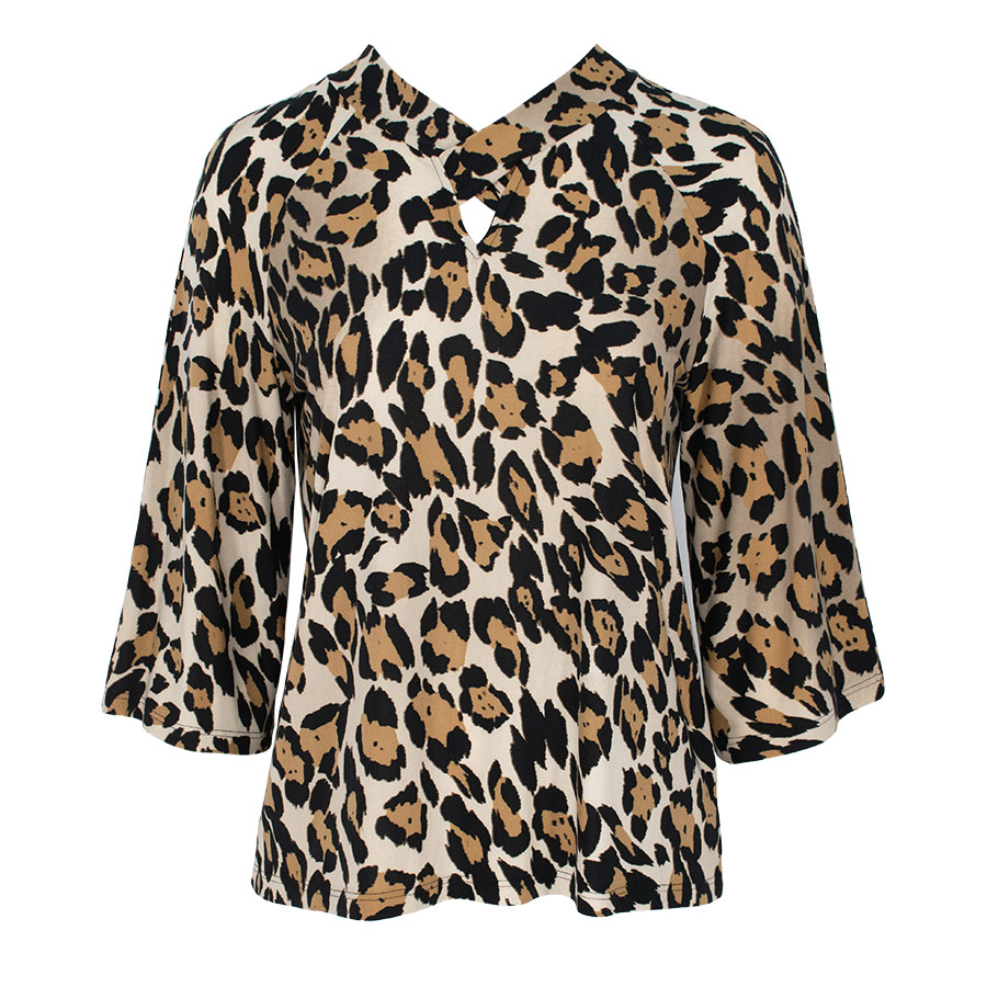 Animal Print Μπλούζα Με Δέσιμο Πίσω