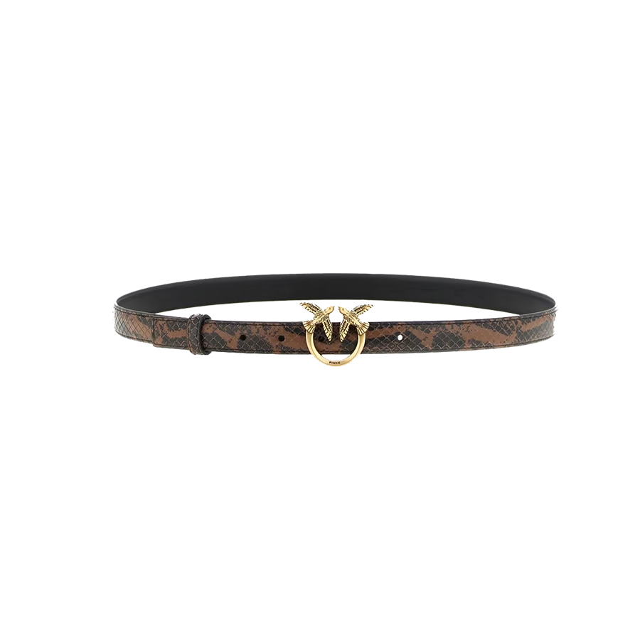 Δερμάτινη Ζώνη H2 Love Birds Python Καφέ Pinko