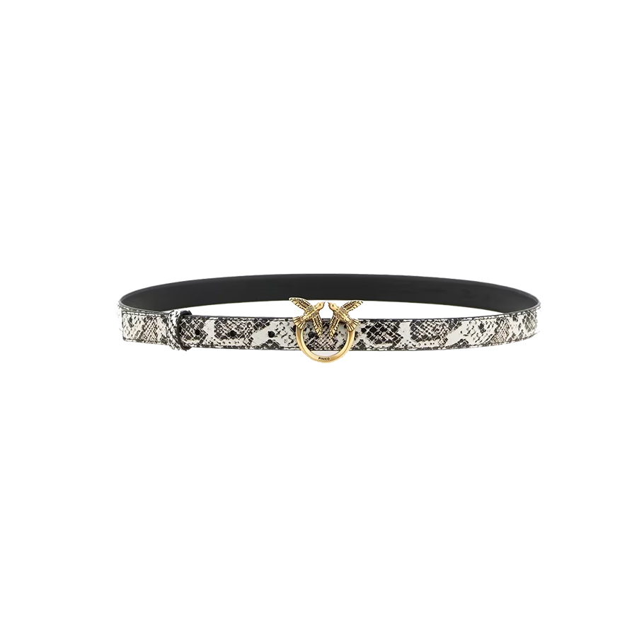 Δερμάτινη Ζώνη H2 Love Birds Python Μαύρο Pinko